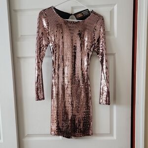 Sequin Long Sleeve Dress